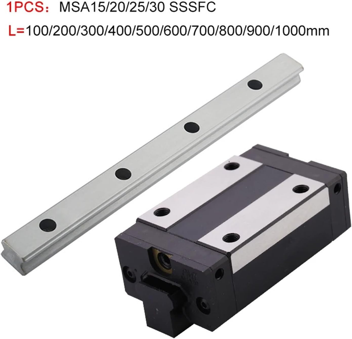 PMI Linear Guide Slider MSB15S MSB15SSSFC Linear Motion Bearing Slider Bracket for CO2 Machine CNC Router Guide Rail(MSA30ESSFCN,450mm)