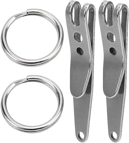 Miniatura 3 de YUANJS Clip de bolsillo para suspensión, 2 clips para cinturón de acero inoxidable con llavero