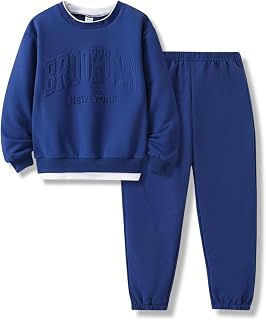 Kids Boys Clothes 3D Letter Print Long Sleeve Sweatshirt & Pant 2PCS Fall Outfits Size 6-12 Years