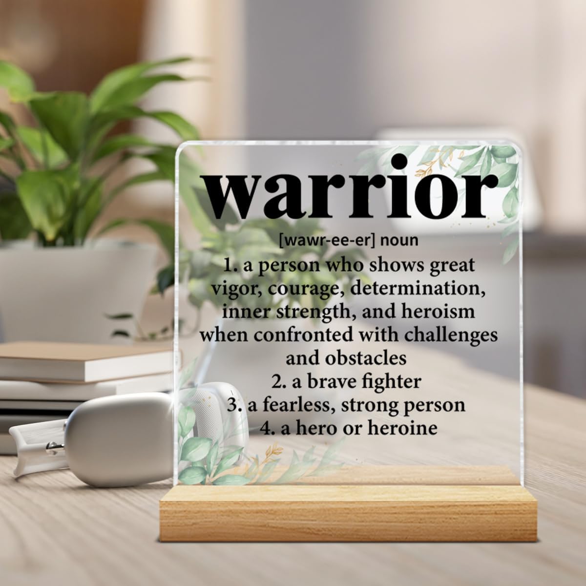 Warrior Gifts for Cancer Survivor, Inspirational Gift for Cancer Recovery, Warrior Definition Clear Acrylic Desk Decorative Sign Home Office Decor - Image 5