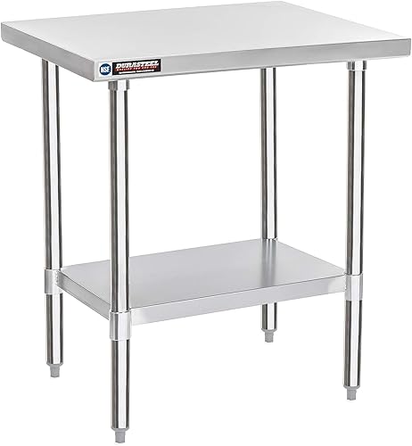 Miniatura 25 de DuraSteel 24x12 Pequeña Mesa de Acero Inoxidable - NSF Metal Angosta Comercial para Preparación de Alimentos, Mesa de Trabajo Lateral con Estante