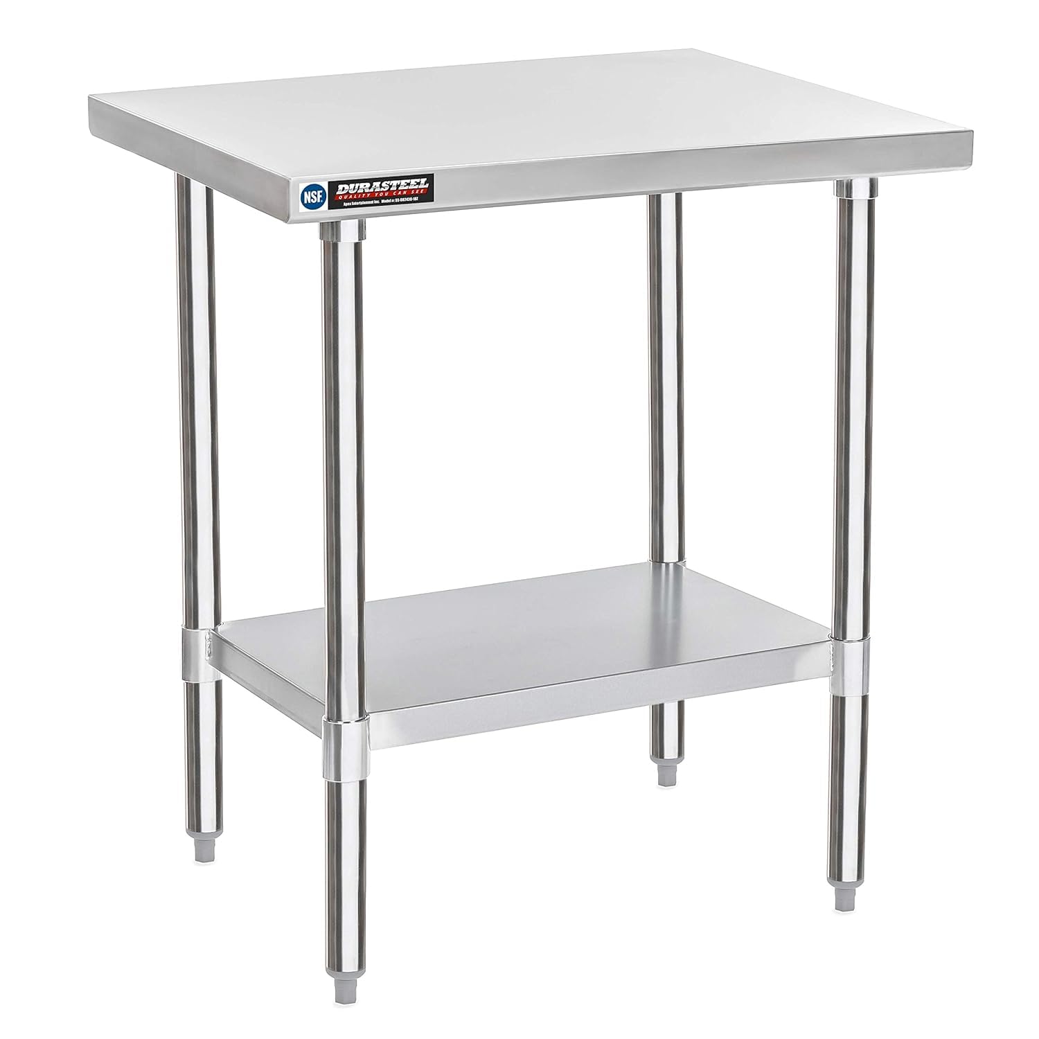 DuraSteel 24x30 Stainless Steel Work Table - NSF Commercial Prep Metal Table - Outdoor Pizza Oven Stand w/Under Shelf - Kitchen Island Laundry Utility Garage Microwave Stand Large Rolling Storage Cart