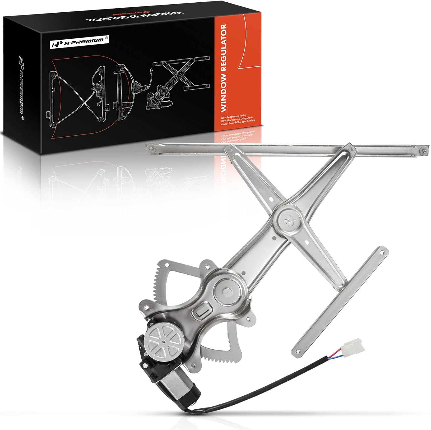 A-Premium Power Window Regulator with 2-Pin Plug Motor Compatible with Toyota Tacoma 2005-2015 (Front Left Driver Side), Tacoma 2005-2018 (Rear Left Driver Side), Replace# 69802-04040, 6980204040