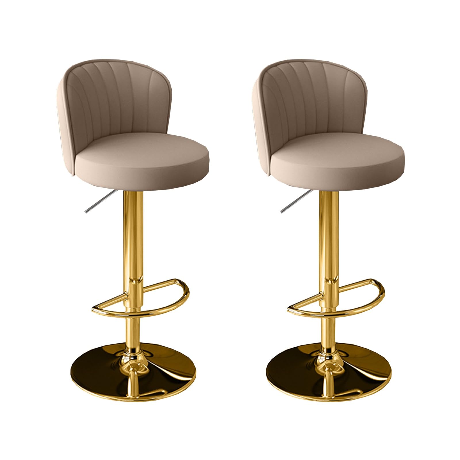 MUOLVSQ Swivel Counter Bar Stools -Adjustable Leather Swivel Barstools-with Back and Footrest Counter Height Bar Stool for Island/Pub/Kitchen(Brown gold feet,2PCS)