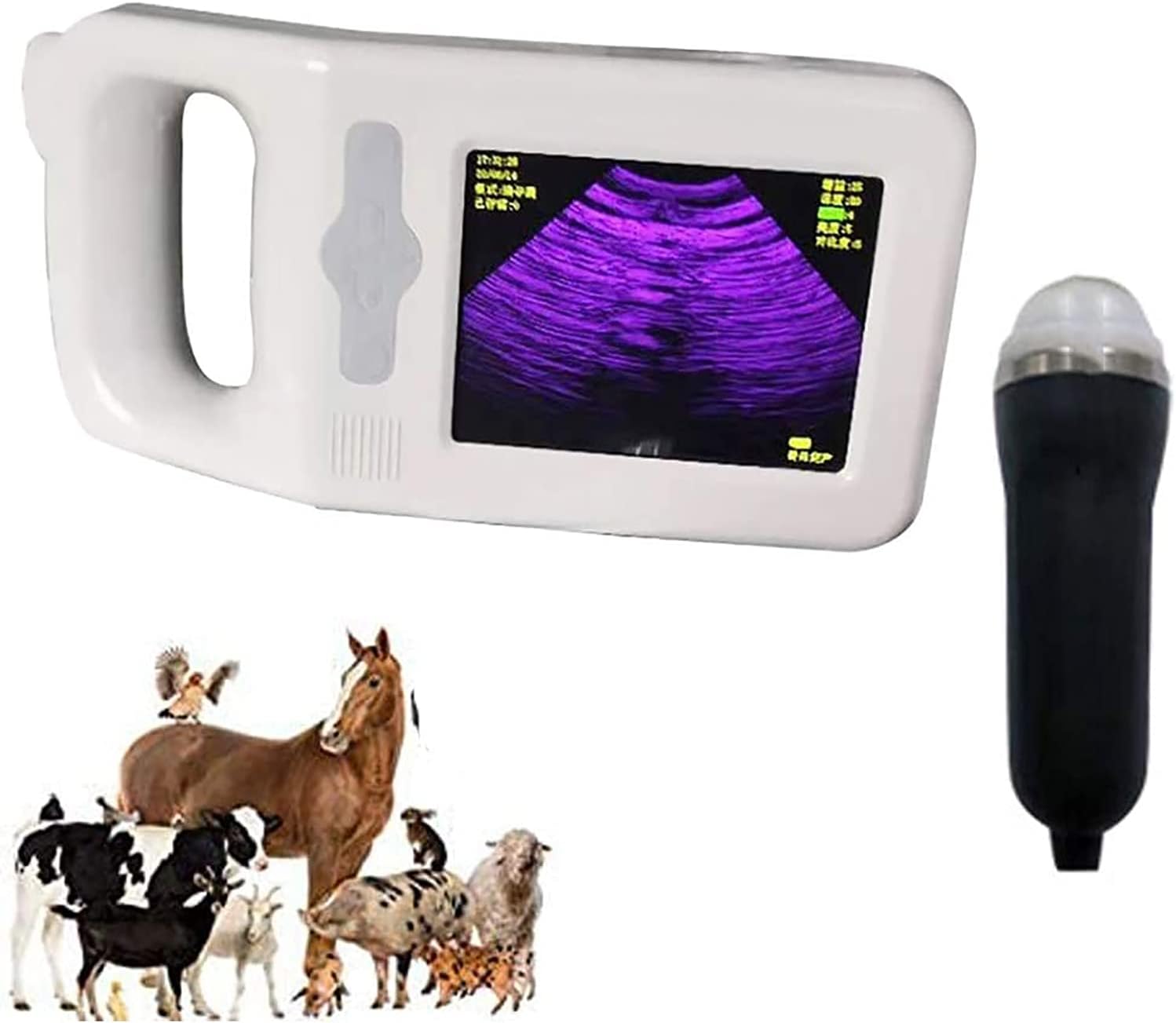 JYKCBP Probador De Embarazo De Granja De Cría, Kit De Escáner Veterinario, Sondas De Remolque Convexas, Máquina Recargable De Mano Inteligente para Uso En Pastos De Granja, Perros Y Ovejas