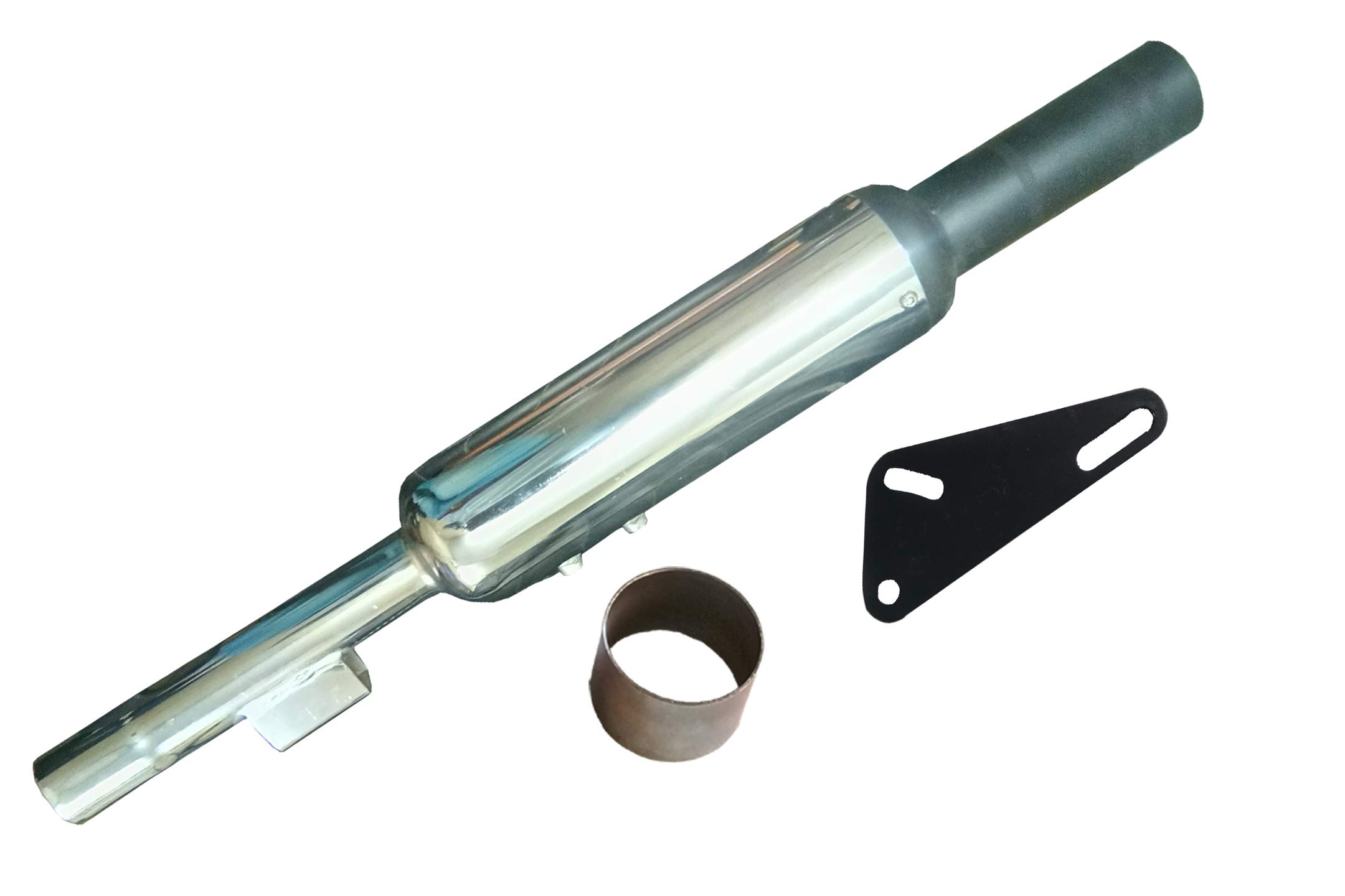 Blue Sky 09 Bike Silencer Exhaust Short Bottle Glasswool Mini Punjab Dholki Filter Chrome Front Black Bullet Exhaust With Zed Clamp & Bush for Royal Enfield Bullet Electra 350-image-30