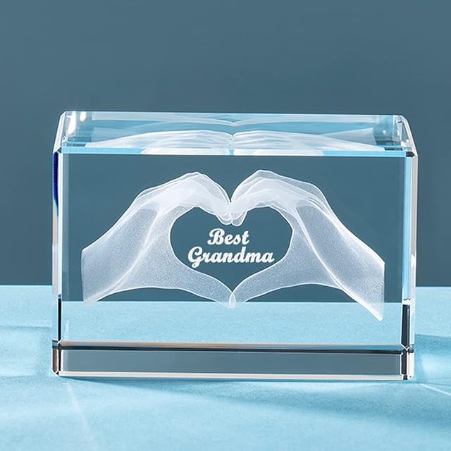 ERWEI Crystal Gifts for Grandma Engraved with Best Grandma in Cube for Nana Birthday Presents for Grandmother from Grandson or Granddaughter