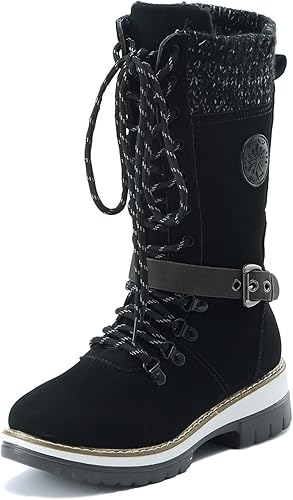 Miniatura 3 de ZBYY Botas vaqueras de media pantorrilla para mujer, tacón bajo grueso, botas de combate occidental, botas de invierno con punta redonda, sin