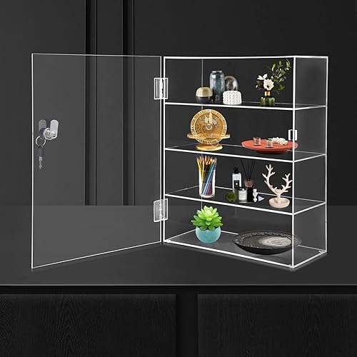 Miniatura 2 de Vitrina de acrílico transparente, vitrina transparente de 4 capas para mini figuras pop, vitrina de exhibición con cerradura, vitrina de exhibición