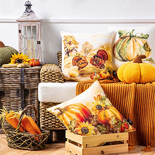 Phantoscope Fall Pillow Covers Thanksgiving Decor Autumn Harvest Decorative Pillowcases Pack Of 6, 18 X 18 Inches 45 X 45 Cm #TOP3