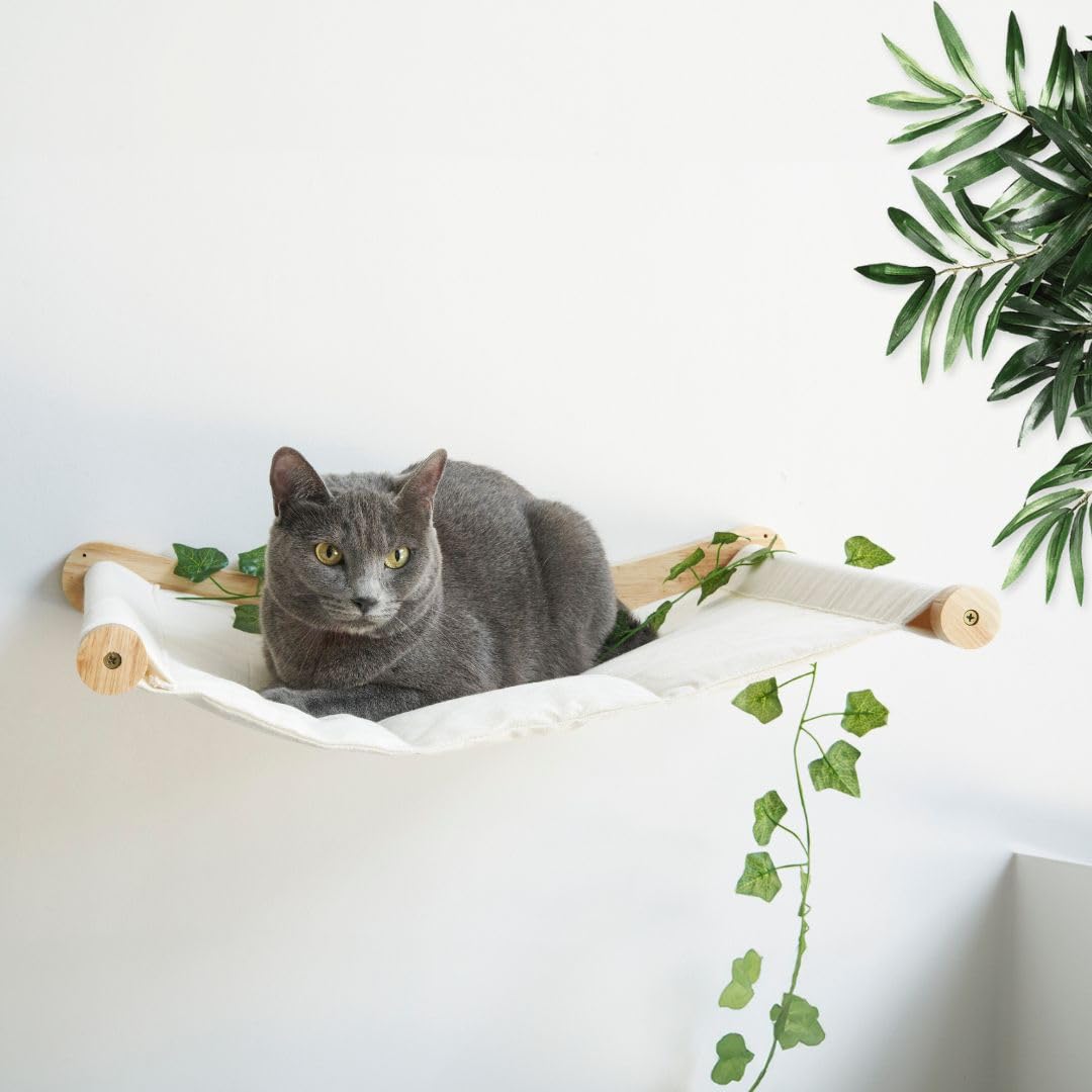 TREKAM Cama Gato Pared Robusta y Cómoda - Hamaca para Gatos Fácil de Instalar y Resistente - Muebles para Gatos Soporta hasta 12kg - Hamaca Gato Ideal para Optimizar Espacios
