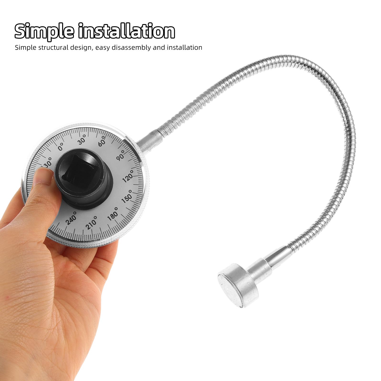 Jauge D’Angle de Couple Magnétique 1/2 Cadran à Aiguille Compteur Angulaire pour Clé Dynamométrique Outil de Mesure Précis pour Atelier et Réparation Automobile
