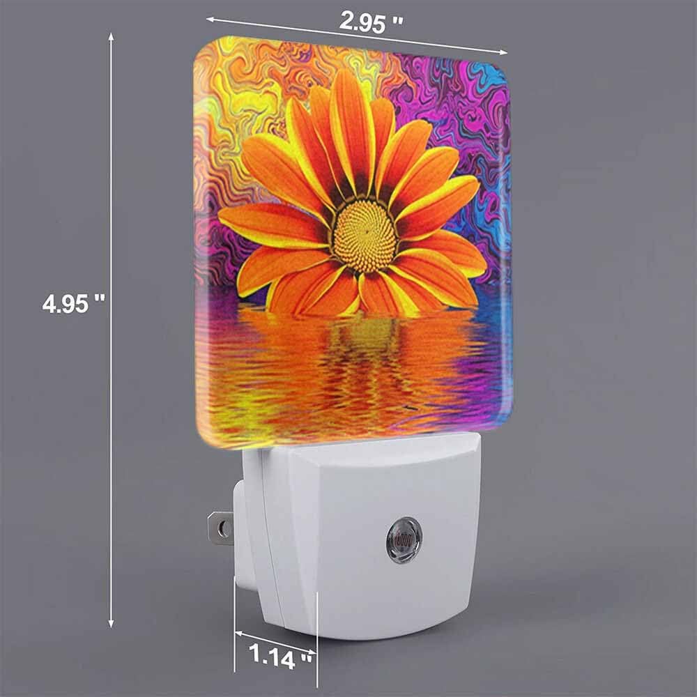 Abstract Sunflower LED Night Lights Plug into Wall Summer Yellow Sunflower 0.5W Plug in Night Light, Dusk to Dawn, Bright Nightlight Auto On/Off, for Room Bedroom Bathroom