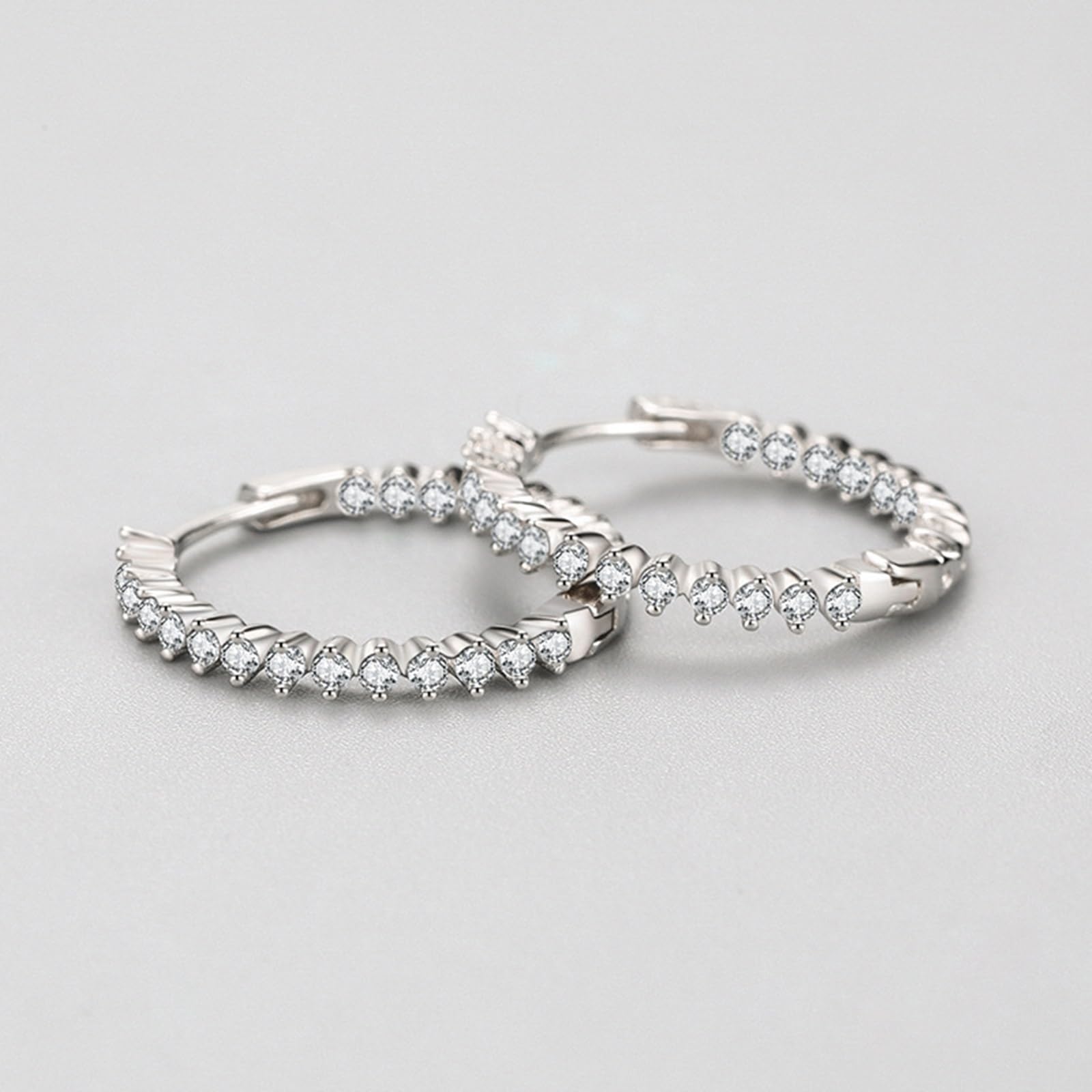 Pendientes de aro de oro blanco 750 585 375 de oro auténtico para mujer, pendientes de aro para mujer, pendientes de aro elegantes con círculo redondo Moissanite, pendientes de boda sin níquel