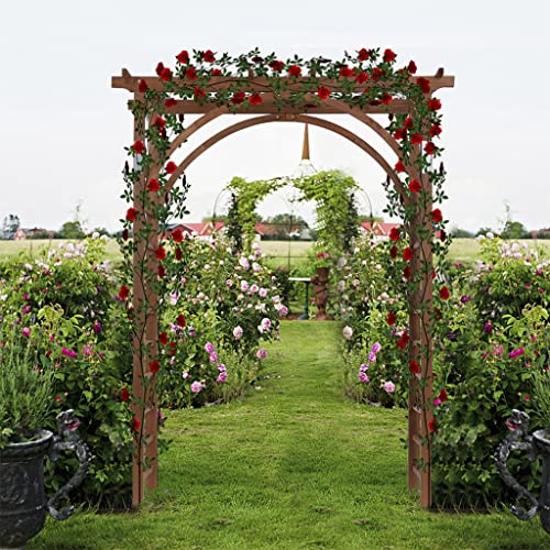 Wooden Wedding Arch, Wooden Pergola, Photo Booth Backdrop Stand, Garden Trellis Archway for Weddings, Parties, Indoor, Outdoor, Backdrops Decorations (63\" L x 24\" W x 85\" H) - Thumbnail 2