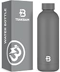 Bouteille d'eau isolée avec couvercle, 25 oz Bouteilles d'eau en en acier inoxydable métal réutilisables pour les voyages, sports, gymnastique, plein air (noir)