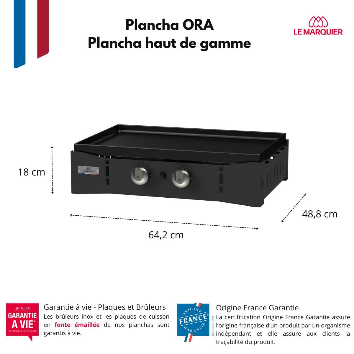 LE MARQUIER Grillplatte Ora Gas 260, schwarz