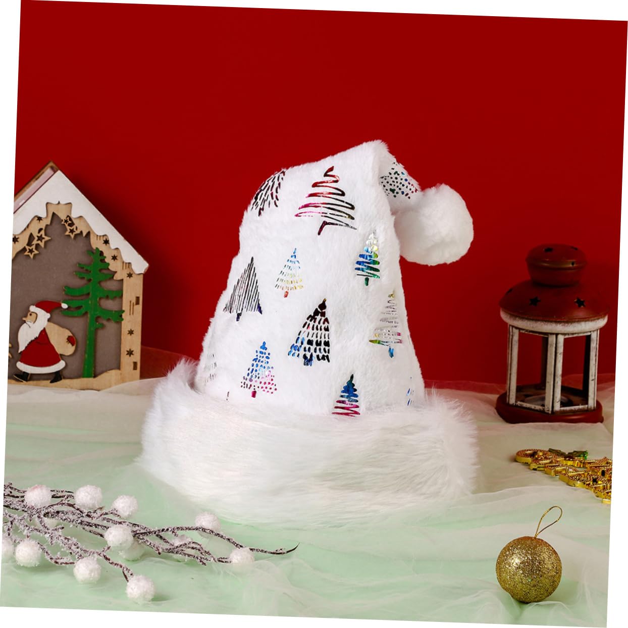 PACKOVE Weihnachtsmütze weihnachtsbekleidung weihnachtsklamotten weihnachtdeko Cosplay-Kappe Weihnachtsmannmütze Cosplay-Weihnachtsmann-Mütze Stoff Colorful