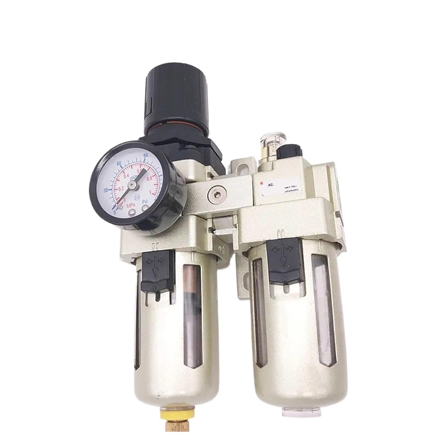 Pneumatic FRL Combo AC3010-02 1/4 inch AC3010-03 3/8 Manual Auto Drain Air Filter Pressure Regulator and Lubricator(AC3010 02D)