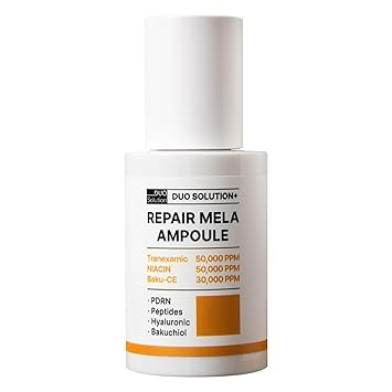 Tranexamic Acid 5% + Niacinamade 5% + Baku-CE 3% Ampoule, Duo Solution Repair Mela Ampoule - Tranexamic acid 50,000ppm, Niacinamade 50,000ppm, Bakuchiol 30,000ppm, PDRN, Peptides, Hyaluronic