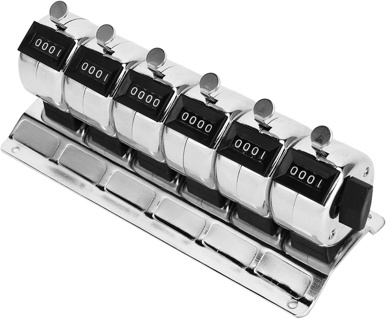 6-Pack 4-Digit Stainless Steel Manual Tally Counter Clicker with Base - Mechanical Hand Click Counter Counting Range - & RustProof MultiUnit Counter for Accurate