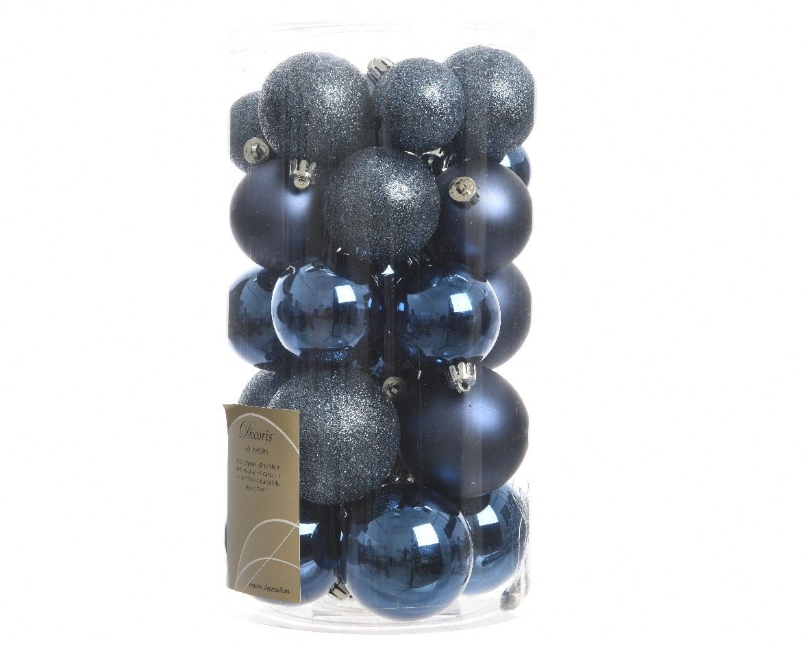 Kaemingk Assorted Shatterproof Baubles, 30 Pack - Night Blue, ONE SIZE, JNS_446990