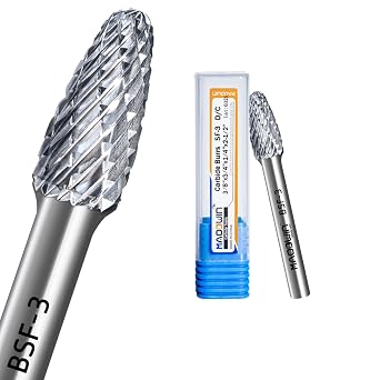 SF-3 Double Cut Carbide Rotary Files 3/8" Cutting Diameter 3/4" Cutting Length 1/4" Shank Carbide Burr Bits for Multi-Surface Grinding, 3D Carving & Complex Contouring