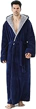 PUTUO Men's Dressing Gown: Long Fleece Bathrobe with Hood in Winter - Warm Dressing Gown in Flannelette Soft for Gift L-XXL 1 Piece