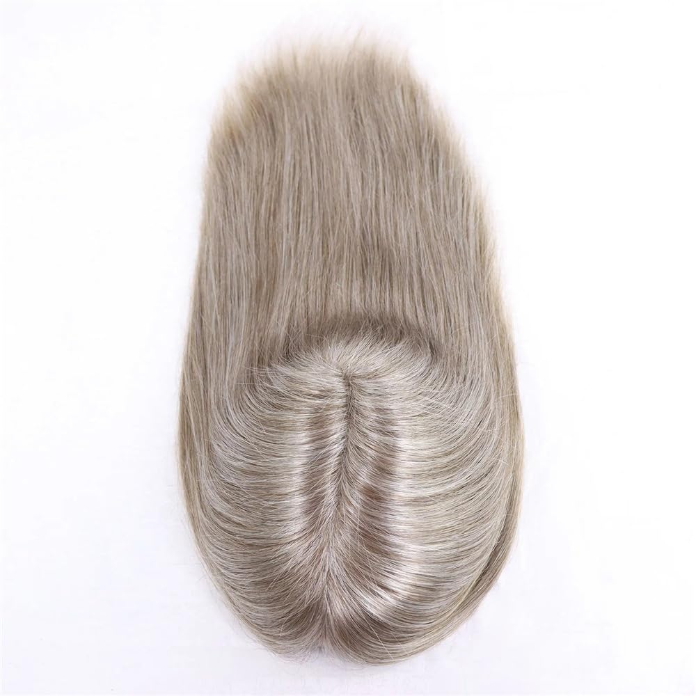 Tupecik męski Peruka z włosów ludzkich 12" dla mężczyzn 8×10 cali Mono Lace i NPU Base Proteza męskich Naturalna linia 760# Szary Treski