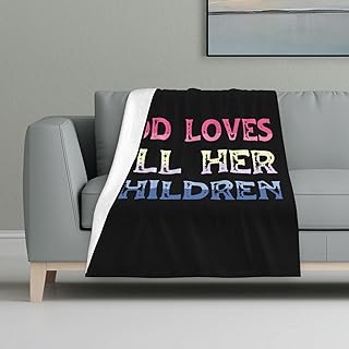 SwpWab God Loves All Her Children Warm Cozy Flannel Blanket 32x48in - Perfect Life Companion