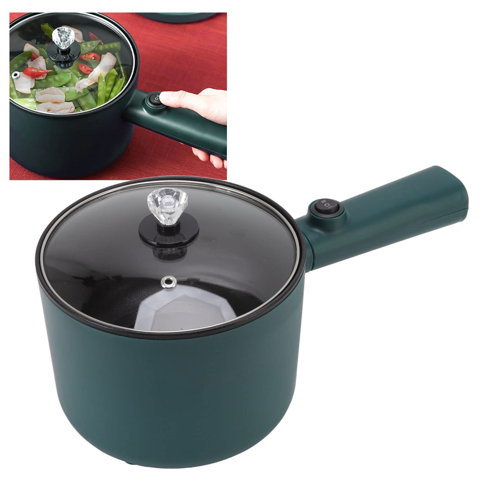 Pentola Elettrica Hotpot, 1,8 Litri, Pentola Calda Elettrica con Coperchio, Multicooker con Manico Lungo per Dormitorio, Spina Europea 220V