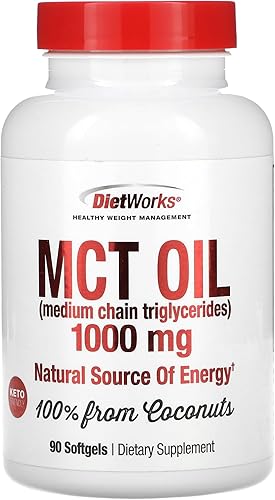 DietWorks Mct - Cápsulas blandas de aceite Mct, apoya la quema de grasa, aumenta el metabolismo, fuente natural de energía, promueve la pérdida de