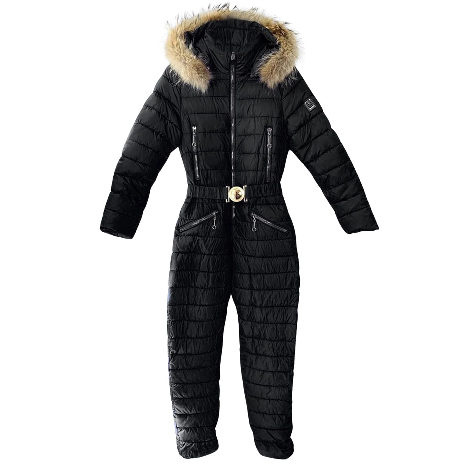 Generisch Tuta da sci da donna, tinta unita, invernale, calda, neve, sci, tuta lunga con cappuccio, pantaloni da sci, outdoor, snowboard, jumpsui, impermeabile, impermeabile