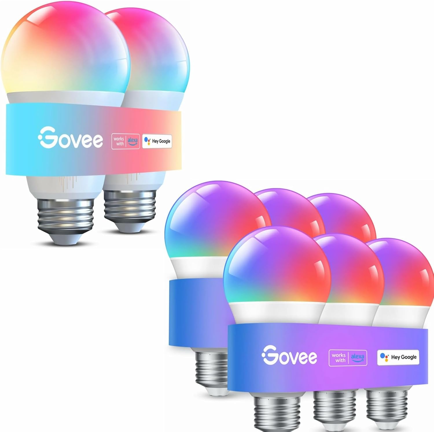 Govee Smart Light Bulbs, Color Changing Light Bulbs Bundle Smart Light ...