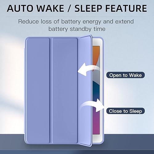 Miniatura 39 de Mastten Funda compatible con iPad de 9ª/8ª/7ª generación, para iPad de 10.2 pulgadas con soporte para lápiz, cubierta trasera de TPU Smart Stand