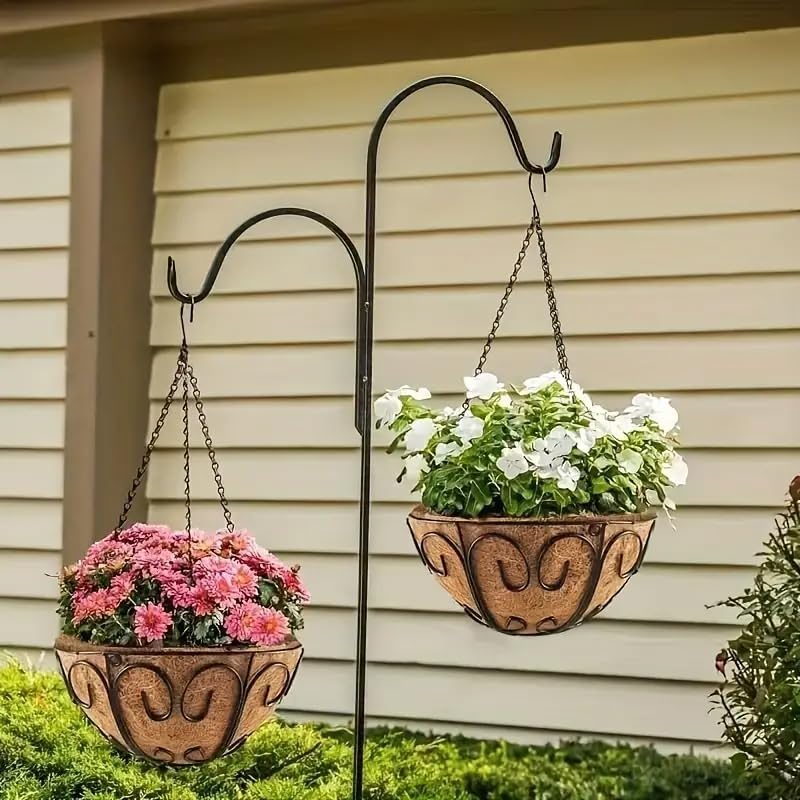 Miniatura 6 de Patio Cadena colgante con ganchos, cadena negra para colgar, cadena decorativa de metal para colgar macetas, comederos de pájaros, letreros y