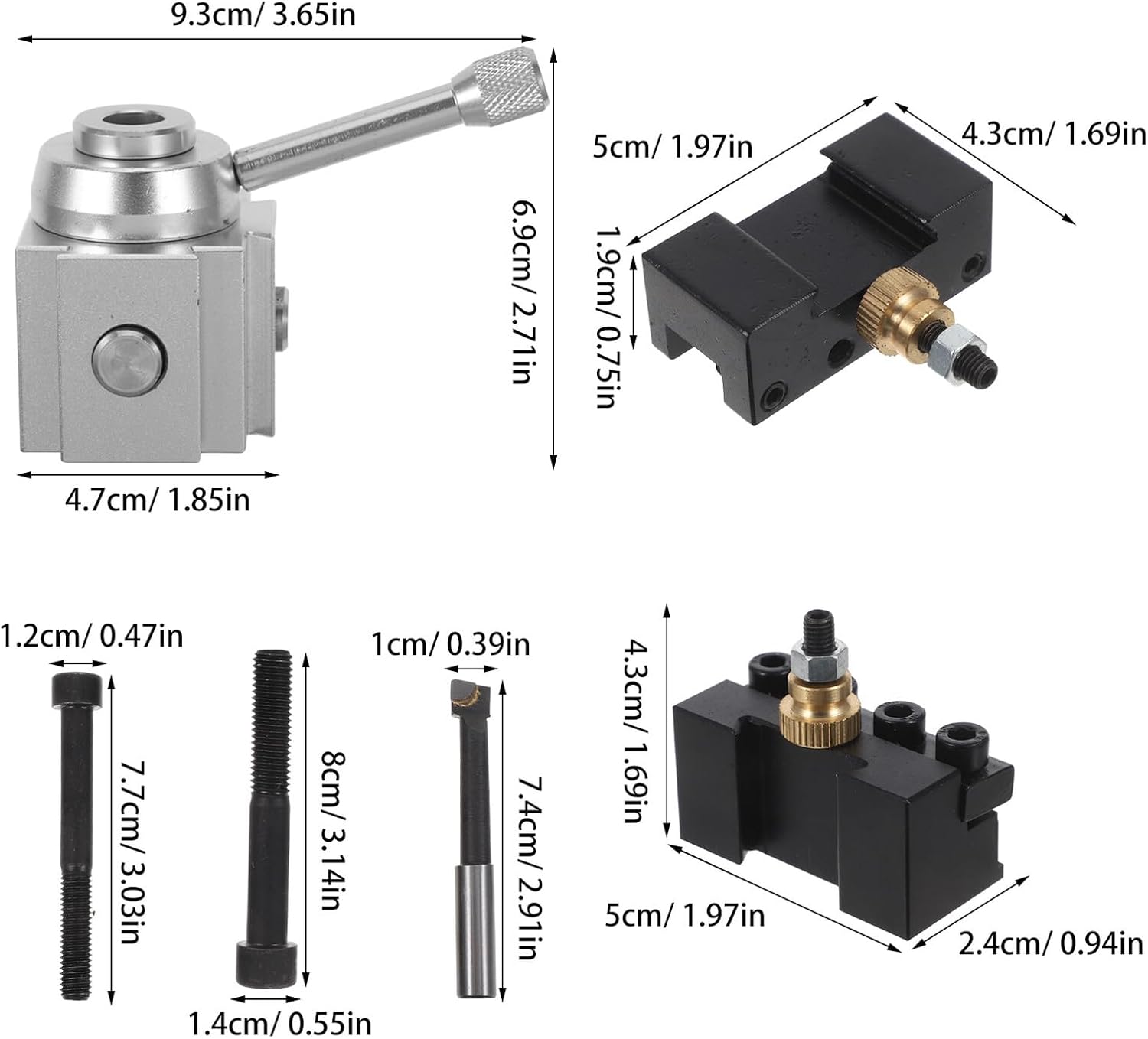 HOMSFOU 8個 旋盤 ツール ホルダー セット ミニ 旋盤 ツール ポスト ポスト アセンブリ ホルダー アダプター