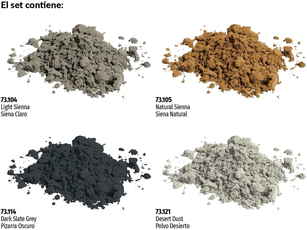 Vallejo - Pigment FX Stone & Cement Effect | Wide Range of Effects Caused by the Climate and Geographic Conditions | Contains 4 Bottles x 35 ml (1.18 fl.oz.)