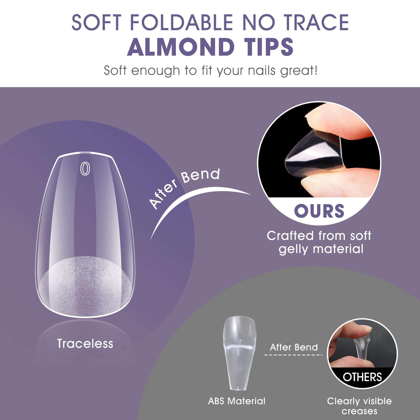 Adonafy Short Coffin Nail Tips: 504 Pcs Half Matte Full Cover Nail Tips for Beginners - Image 3