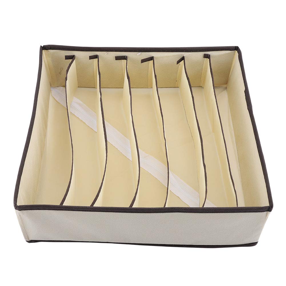 2 Divisori Pieghevoli Per Cassetti | Organizer In Tessuto Con Maniglia | Beige 27x27x28 Cm - 6