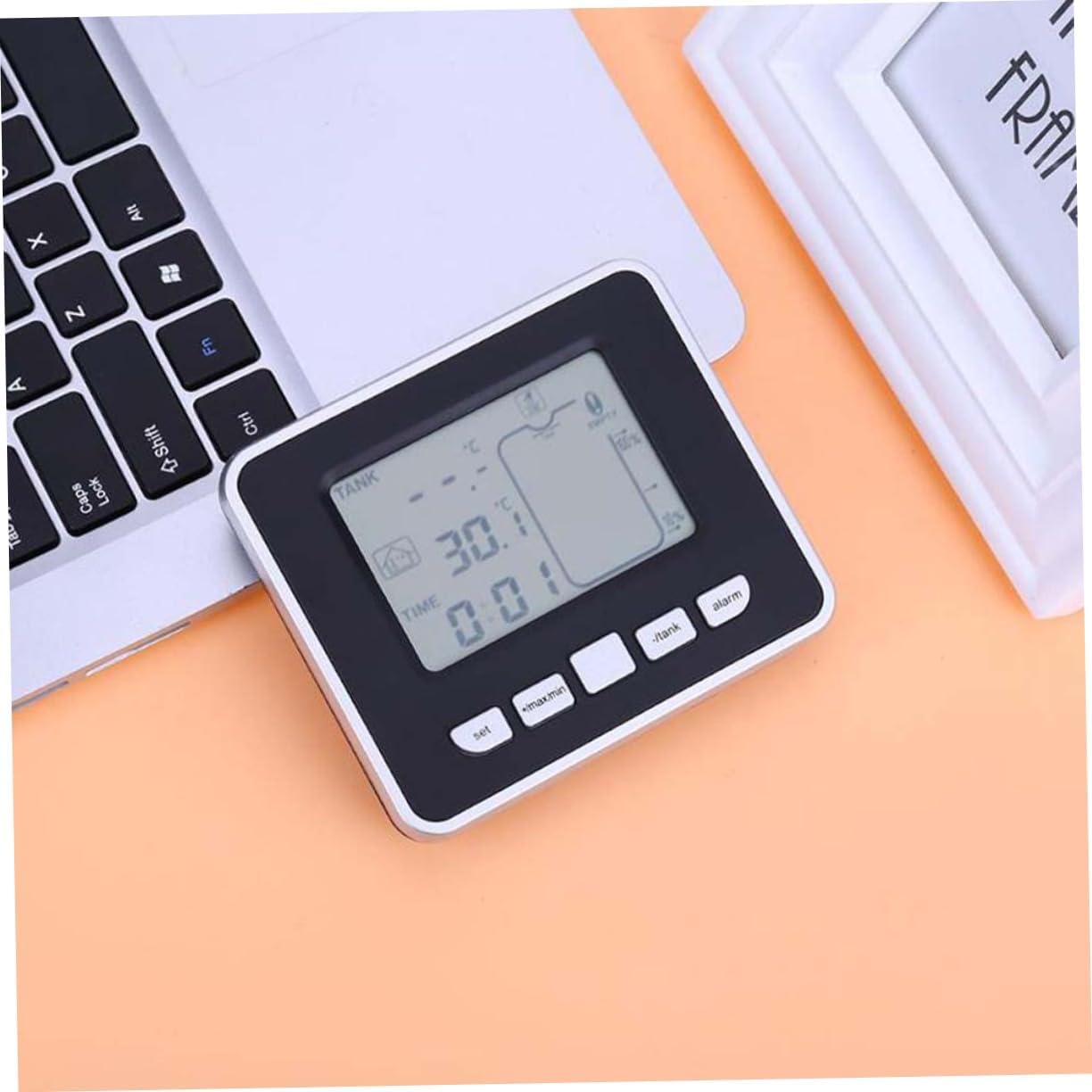 jojofuny Water Tank Level Gauge 0.5m-15m Ultrasonic Sensor Liquid Level Meter with Temperature Display