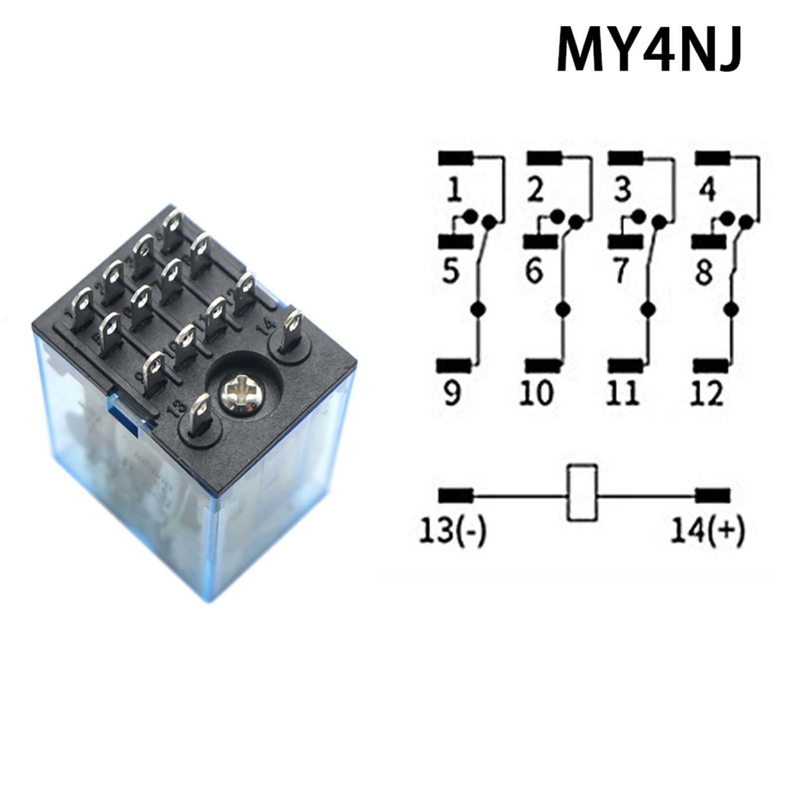 MY2NJ MY3NJ MY4NJ Relè elettromagnetico Piccolo for Guida DIN Relè di Potenza a Bobina DC12V DC24V AC24V AC110V AC220V con Base Zoccolo 2NO 2NC(10pcs My4nj,DC 24V)