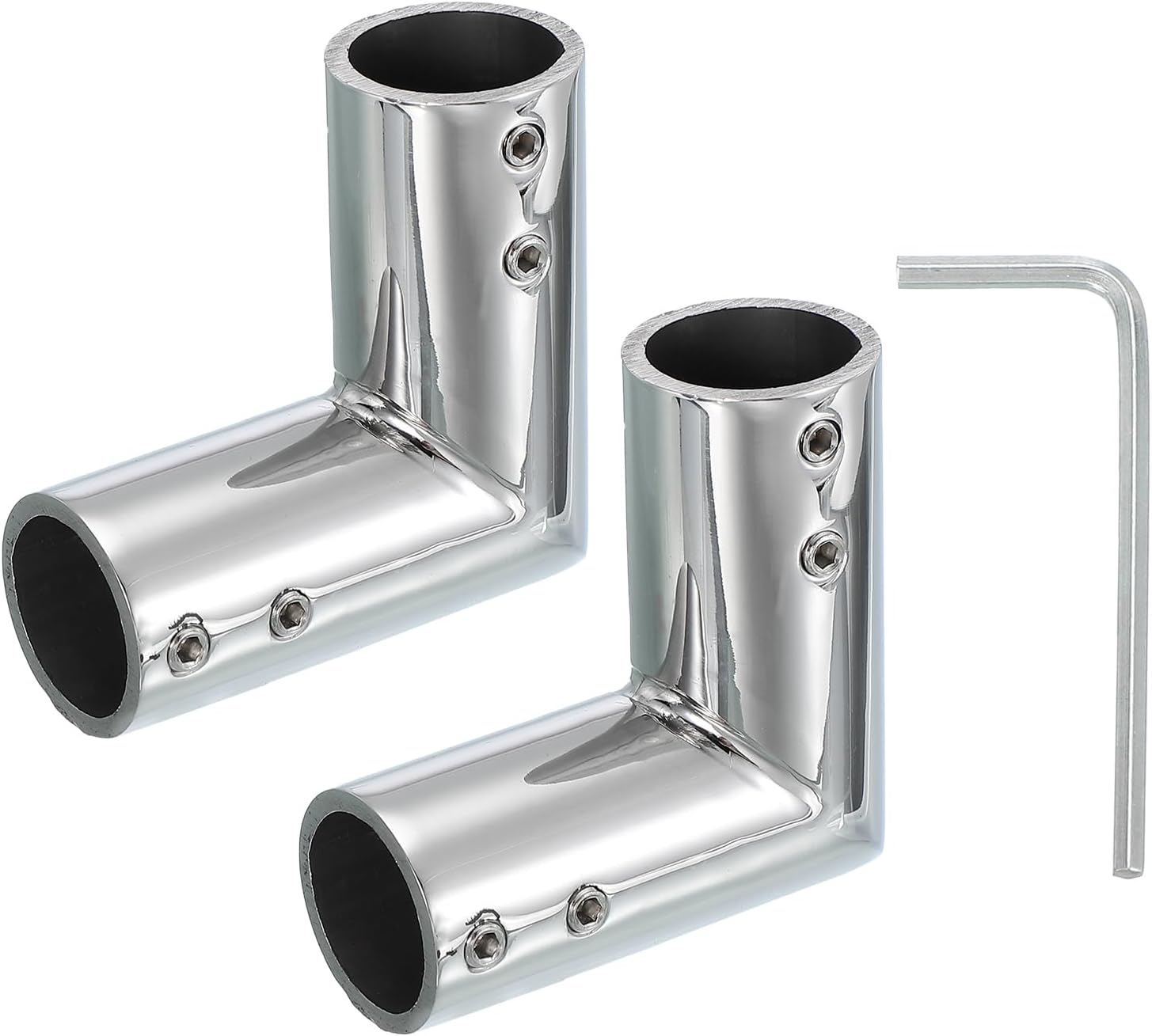 PATIKIL Window Corner Curtain Rod Connector, 2 Pcs 90° Curtain Rod Corner Connector Hinged Elbow Connector with Screwdriver for 3/4 Inch Bay Window Curtain Rod, Bright Silver