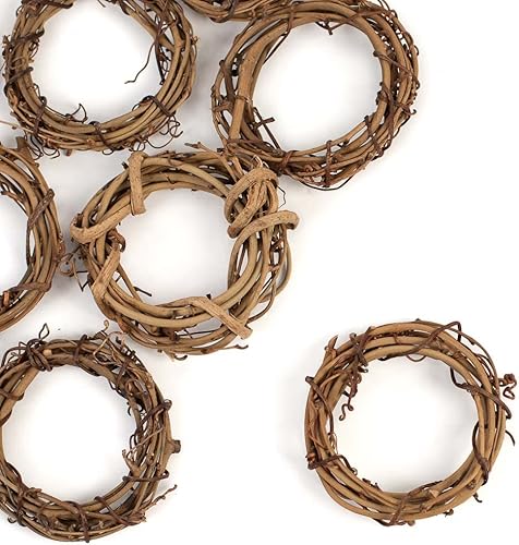 Miniatura 4 de Factory Direct Craft - Paquete de 36 mini coronas de vid, anillos de vid seca natural de 3 pulgadas para servilletas, manualidades y decoraciones