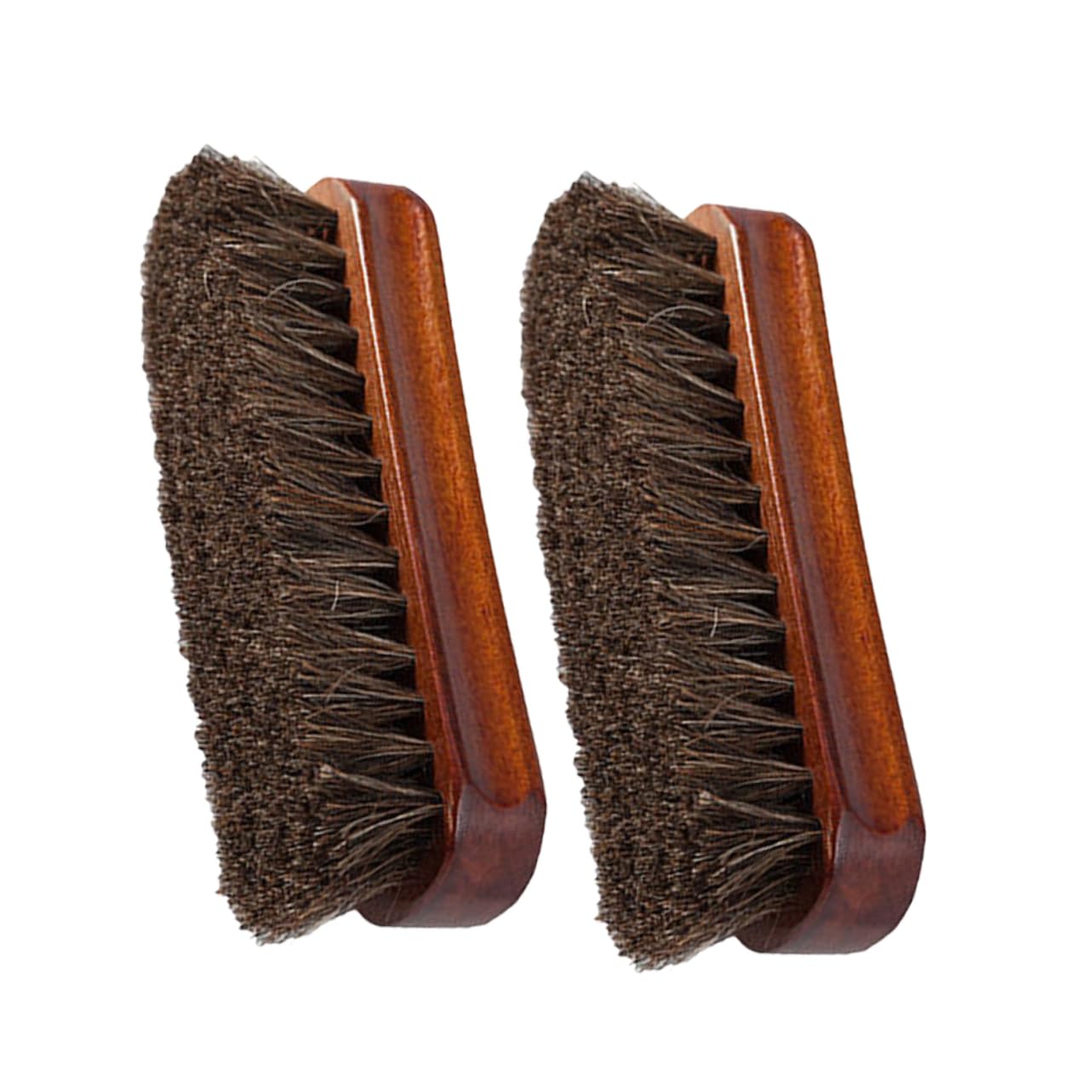CALLARON Cepillo De Madera para Pelo De Caballo De Betún para Zapatos Cepillo De Limpieza Cepillos para Cepillo De Crin para Lustrar Cepillos 2 Piezas x 5