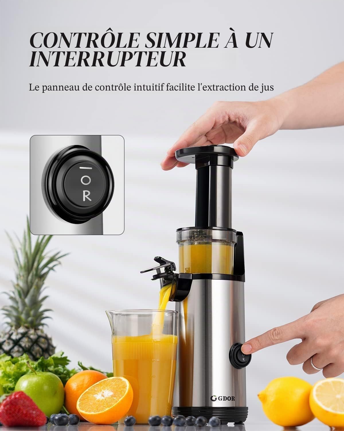 Extracteur de Jus Compact 600ml Faible Bruit Puissant Sans BPA Brosse Incluse