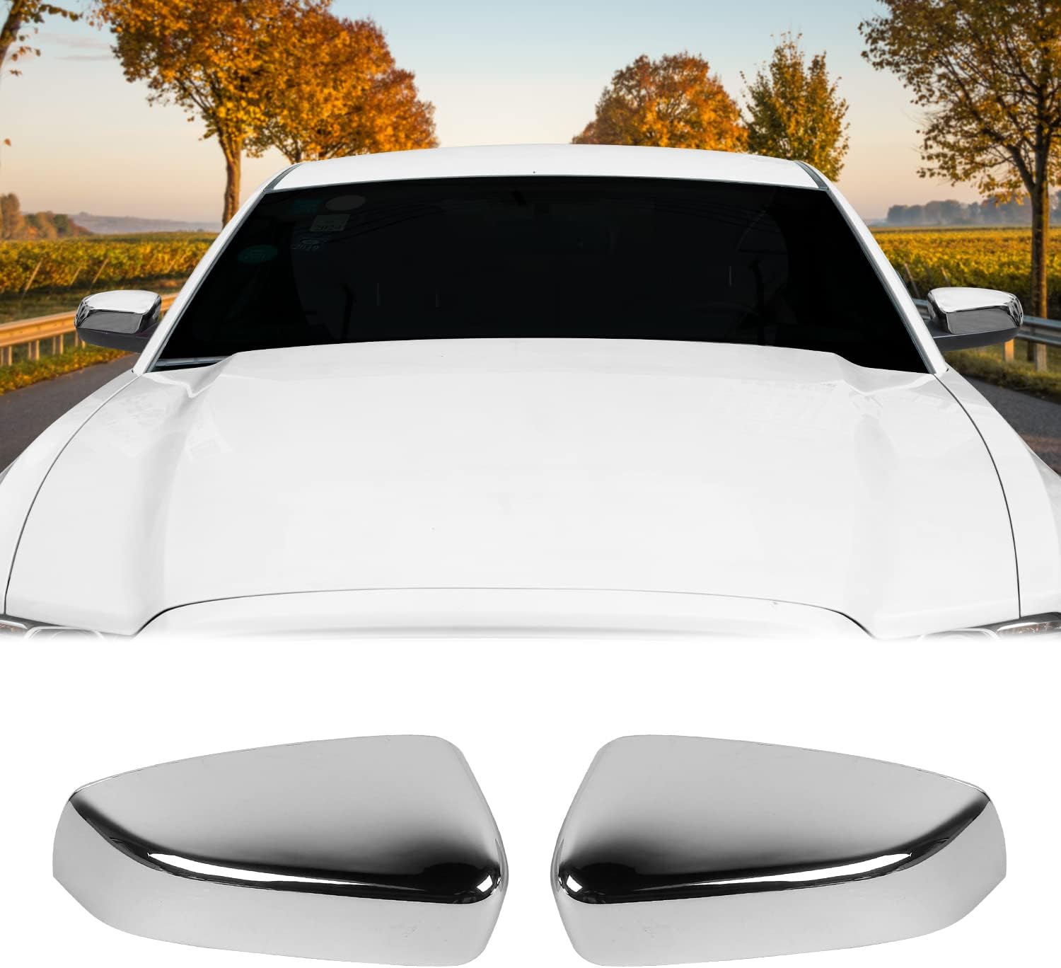 CheroCar for Mustang Rearview Side Mirror Cover Exterior Accessories for Ford Mustang 2009 2010 2011 2012 2013 (Chrome)