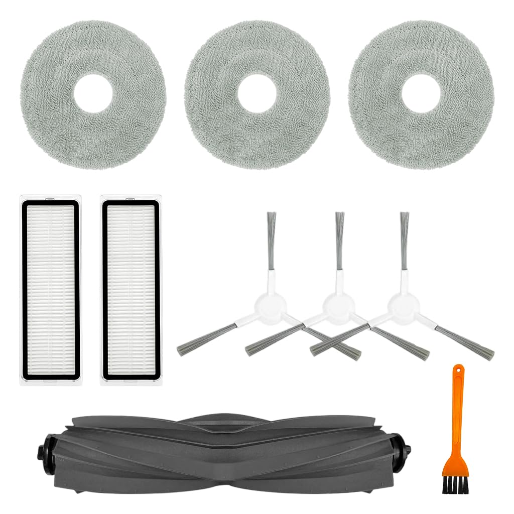 HASTHIP® 9Pcs Replacement Parts for Dreame L10 Primei, Spare Accessories with 1 Main Brush, 3 Side Brushes, 3 Mop Cloth, 2 Filters, Cleaning Brush-image-11
