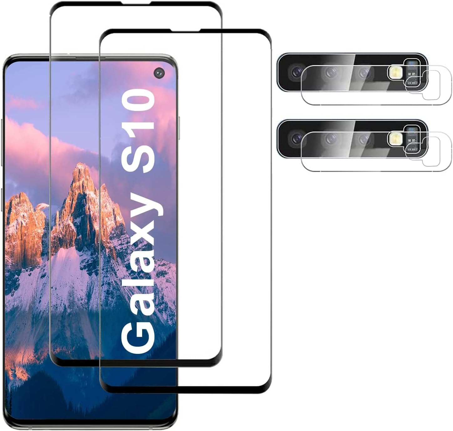 Coliary [2+2 Pack] Galaxy S10 Screen Protector, HD Clear Tempered Glass, Ultrasonic Fingerprint Support, 3D Curved, Scratch Resistant, Bubble-Free for Galaxy S10 5G Glass Screen Protector