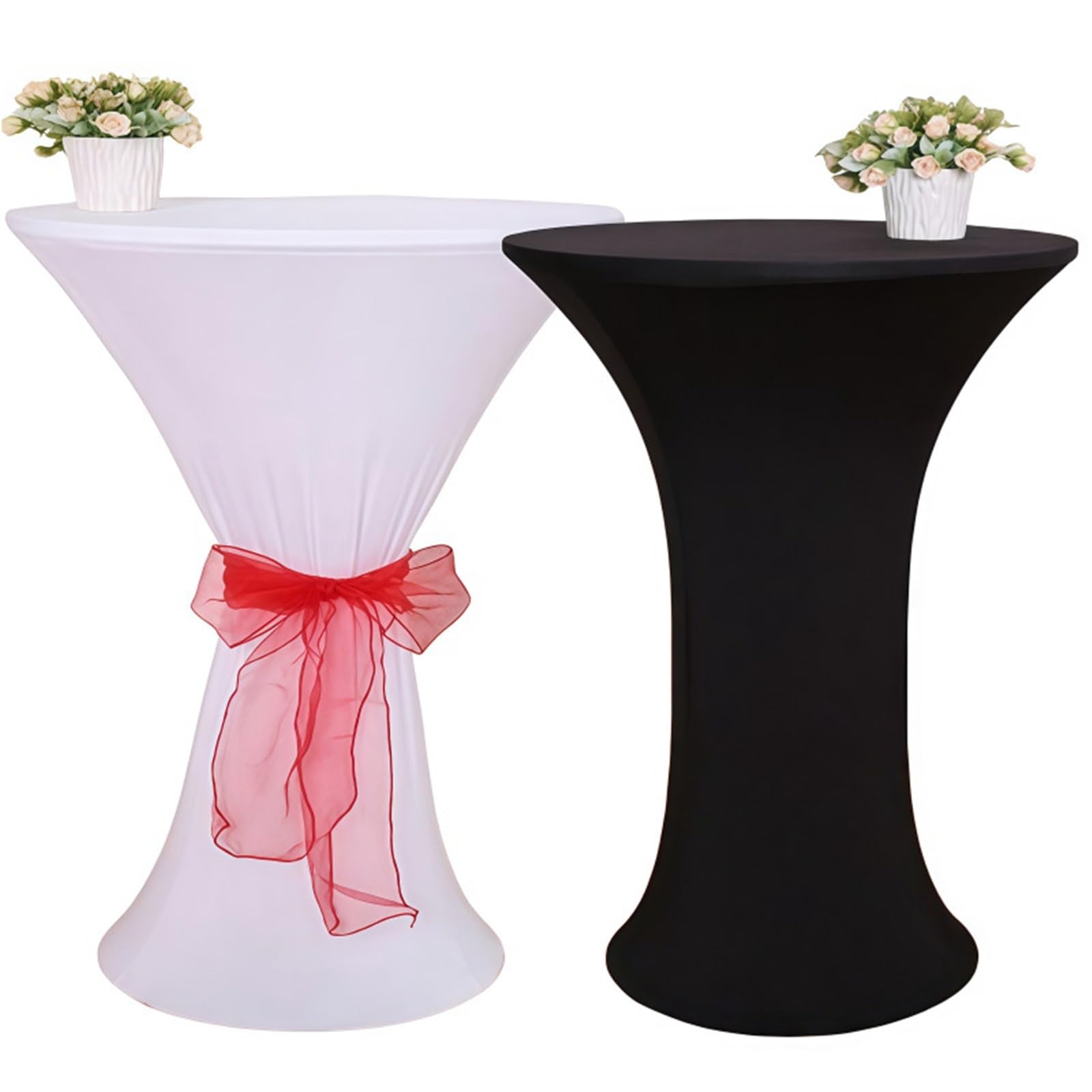 Xinglongs Spandex Cocktail Table Cover 6 Pcs Stretch Round Tablecloth Cocktail Spandex Table Cloth Bar Hotel Wedding Party White Cover 55cm Diameter(White)